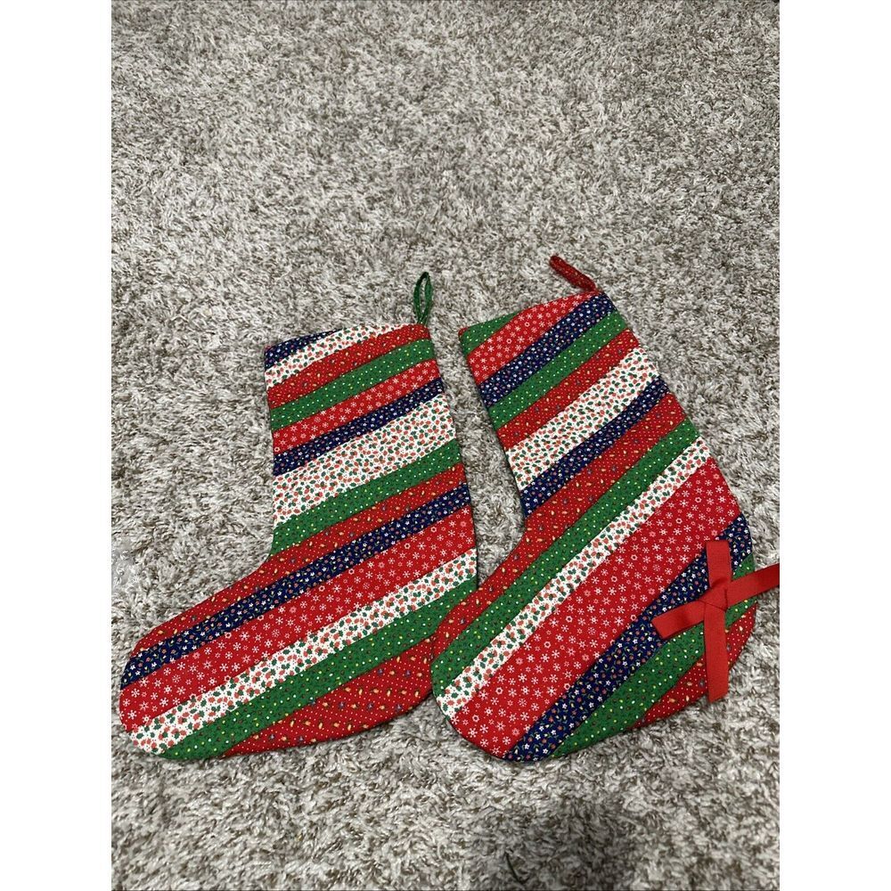 Christmas Stockings Set of Two Quilted Matching‎ Handmade